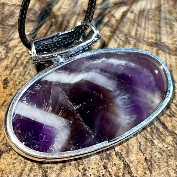 Deep Purple Chevron Amethyst Pendant 1 1/4”x 2” - Picture 11 of 15